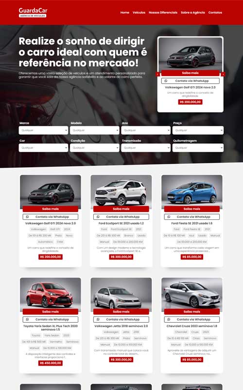 Landing page para agência de veículos Landing page para agência de veículos