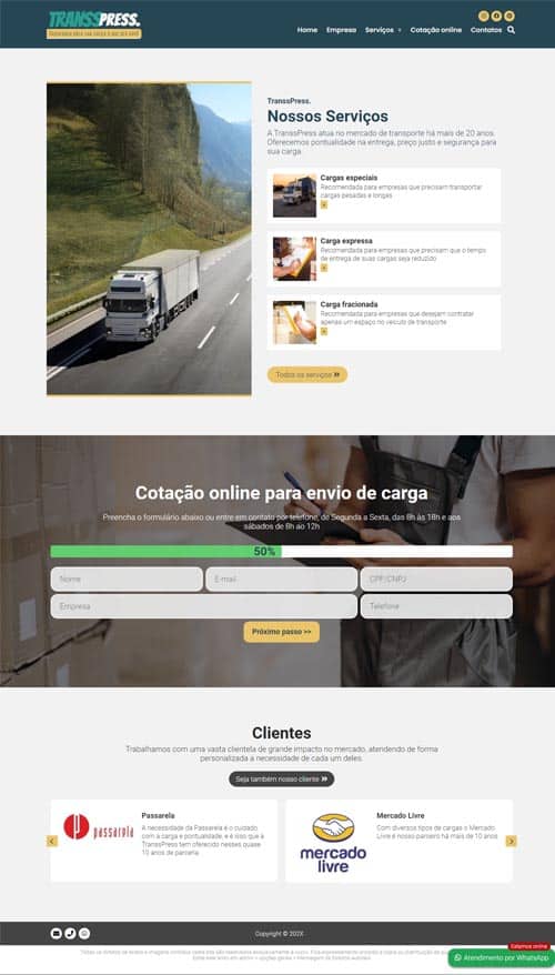 Modelo de site para empresa de transporte de carga, logística e entrega Modelo de site para empresa de transporte de carga, logística e entrega