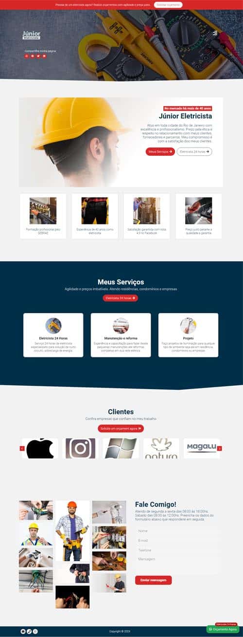 Modelo de site para eletricista autônomo e empresas de eletricistas Modelo de site para eletricista autônomo e empresas de eletricistas