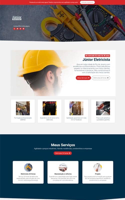Modelo de site para eletricista autônomo e empresas de eletricistas Modelo de site para eletricista autônomo e empresas de eletricistas