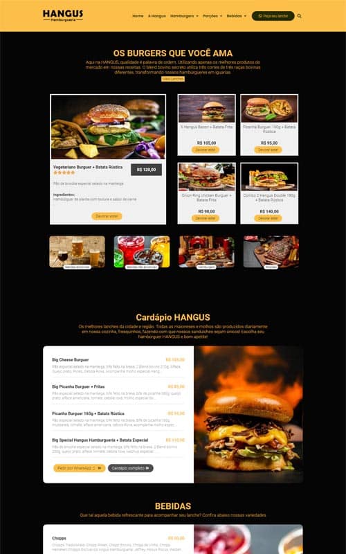 Modelo de Site com Catálogo para Hamburguerias, Pizzarias, Food Trucks e Hot Dogs Modelo de Site com Catálogo para Hamburguerias, Pizzarias, Food Trucks e Hot Dogs