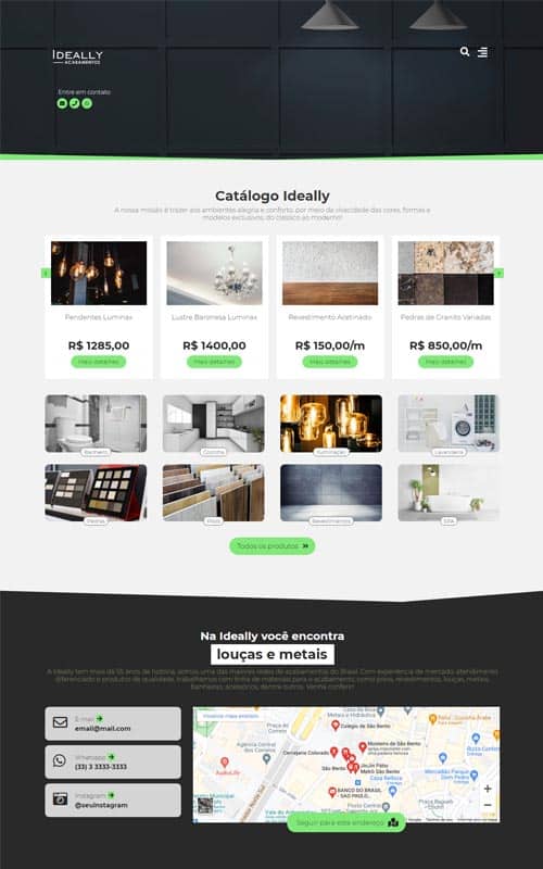 Modelo de site com Catálogo para empresas de materiais de construção e acabamentos Modelo de site com Catálogo para empresas de materiais de construção e acabamentos