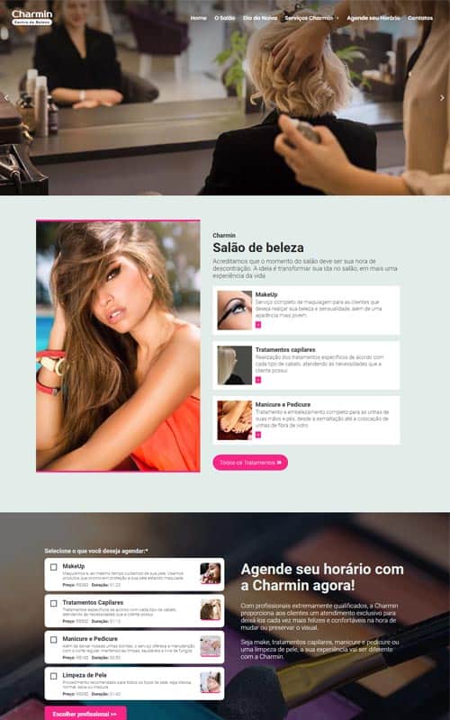 Modelo de site para salões de beleza, barbearias, cabeleireiros, manicures e depiladores Modelo de site para salões de beleza, barbearias, cabeleireiros, manicures e depiladores