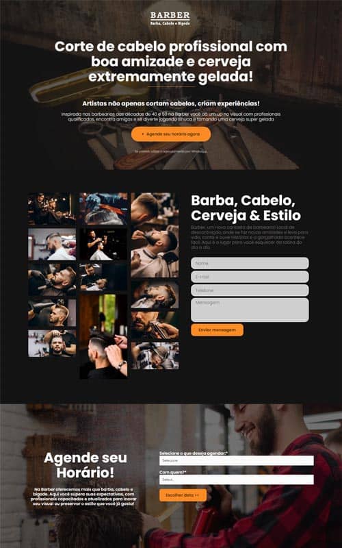 Modelo de site para barbearias ou barbeiros autônomos Modelo de site para barbearias ou barbeiros autônomos