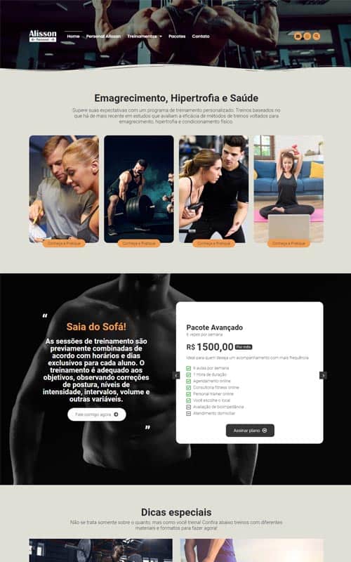 Modelo de site para personal trainer, preparadores físicos, academias e educadores físicos Modelo de site para personal trainer, preparadores físicos, academias e educadores físicos