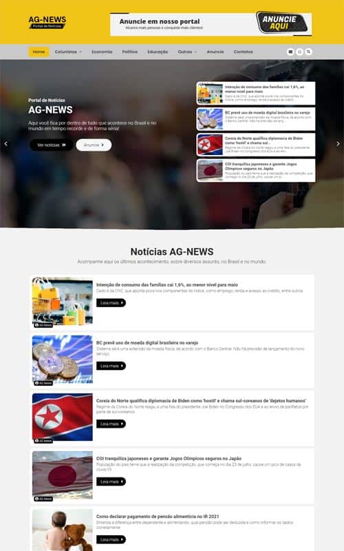Modelo de site com blog de notícias Modelo de site com blog de notícias