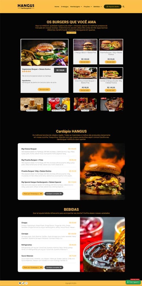 Modelo de Site com Catálogo para Hamburguerias, Pizzarias, Food Trucks e Hot Dogs Modelo de Site com Catálogo para Hamburguerias, Pizzarias, Food Trucks e Hot Dogs
