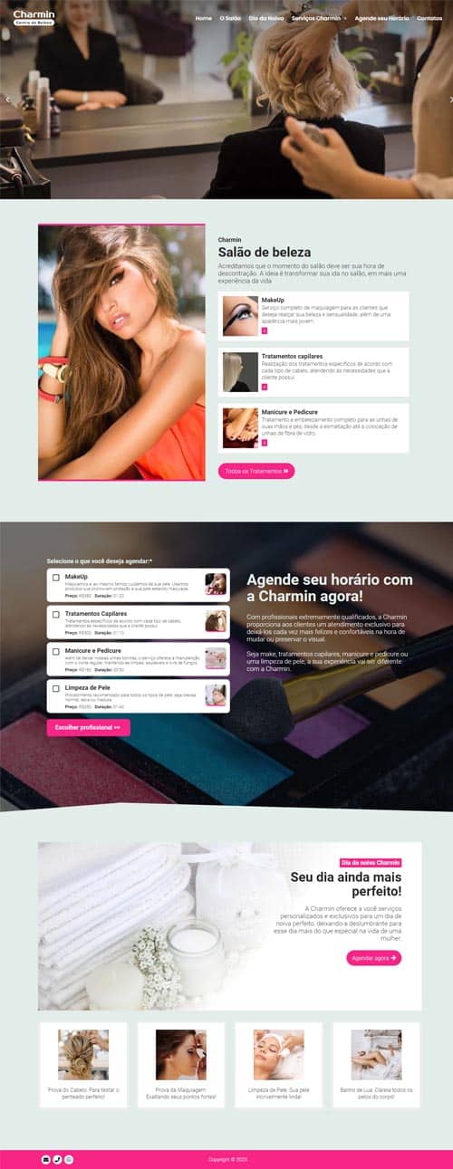 Modelo de site para salões de beleza, barbearias, cabeleireiros, manicures e depiladores Modelo de site para salões de beleza, barbearias, cabeleireiros, manicures e depiladores