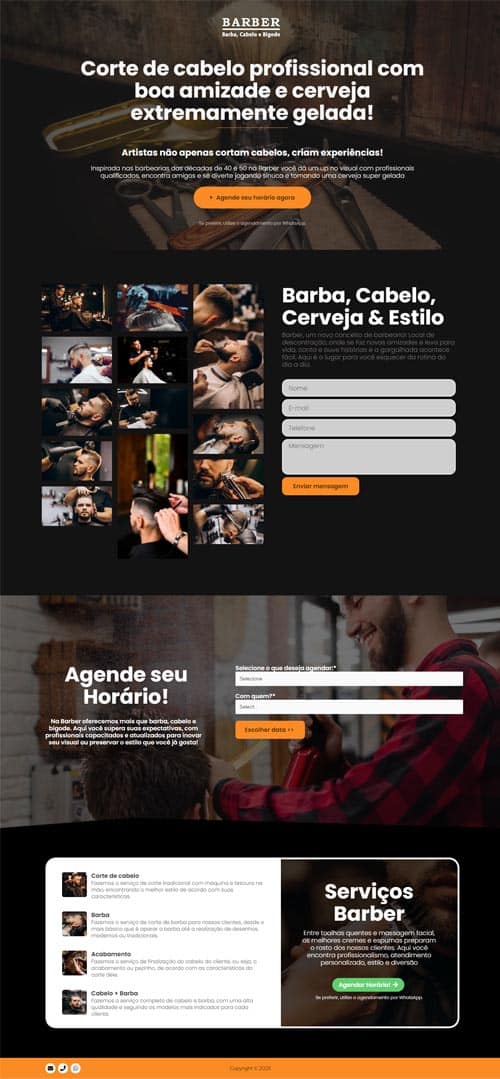 Modelo de site para barbearias ou barbeiros autônomos Modelo de site para barbearias ou barbeiros autônomos