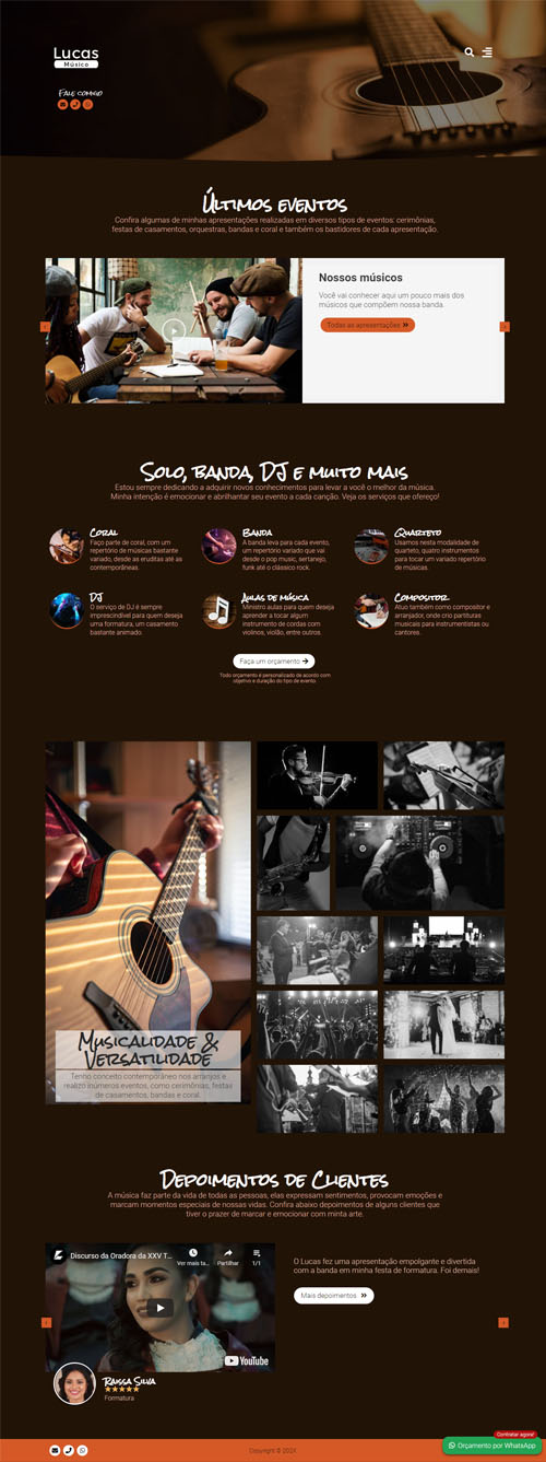 Modelo de site para músicos, cantores, DJ’s, instrumentistas ou banda de música Modelo de site para músicos, cantores, DJ’s, instrumentistas ou banda de música
