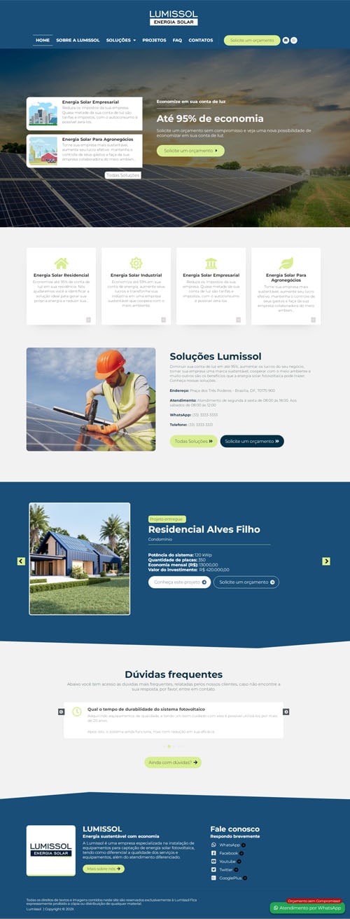 Modelo de Site para Energia Solar Fotovoltaica Modelo de Site para Energia Solar Fotovoltaica