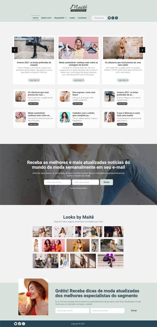 Modelo de site com blog de moda Modelo de site com blog de moda
