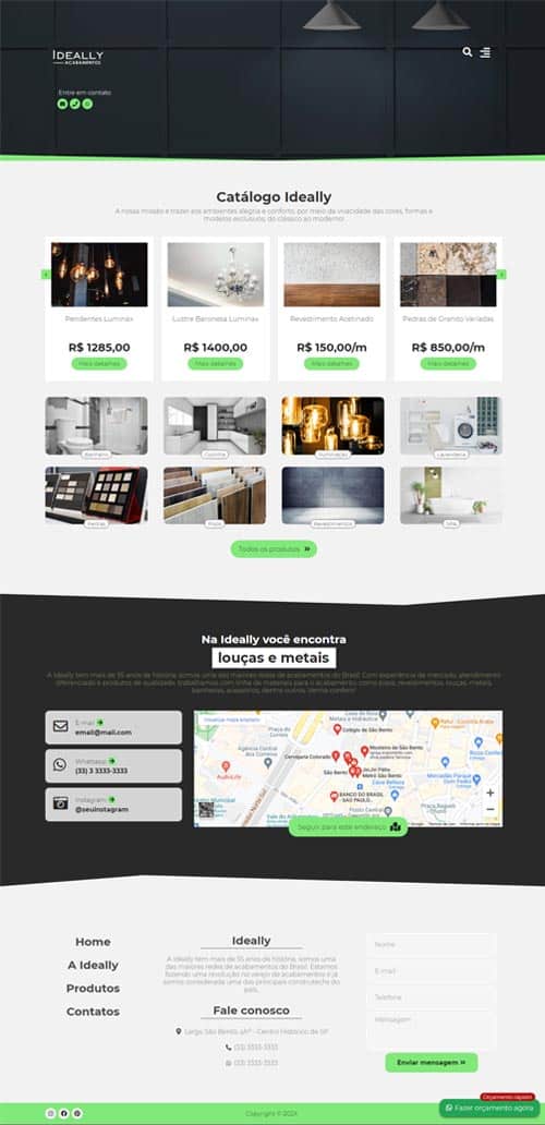 Modelo de site com Catálogo para empresas de materiais de construção e acabamentos Modelo de site com Catálogo para empresas de materiais de construção e acabamentos