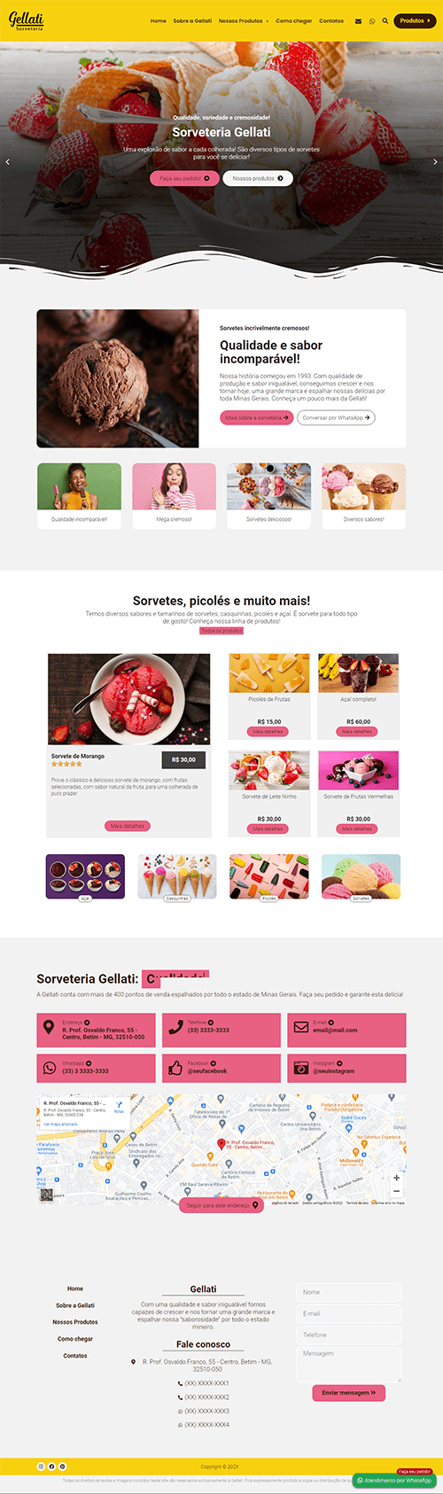 Projeto de site criado para sorveterias Projeto de site criado para sorveterias