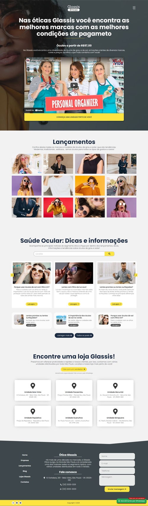 Modelo de Site para Óticas, laboratórios ópticos ou empresas de óculos Modelo de Site para Óticas, laboratórios ópticos ou empresas de óculos