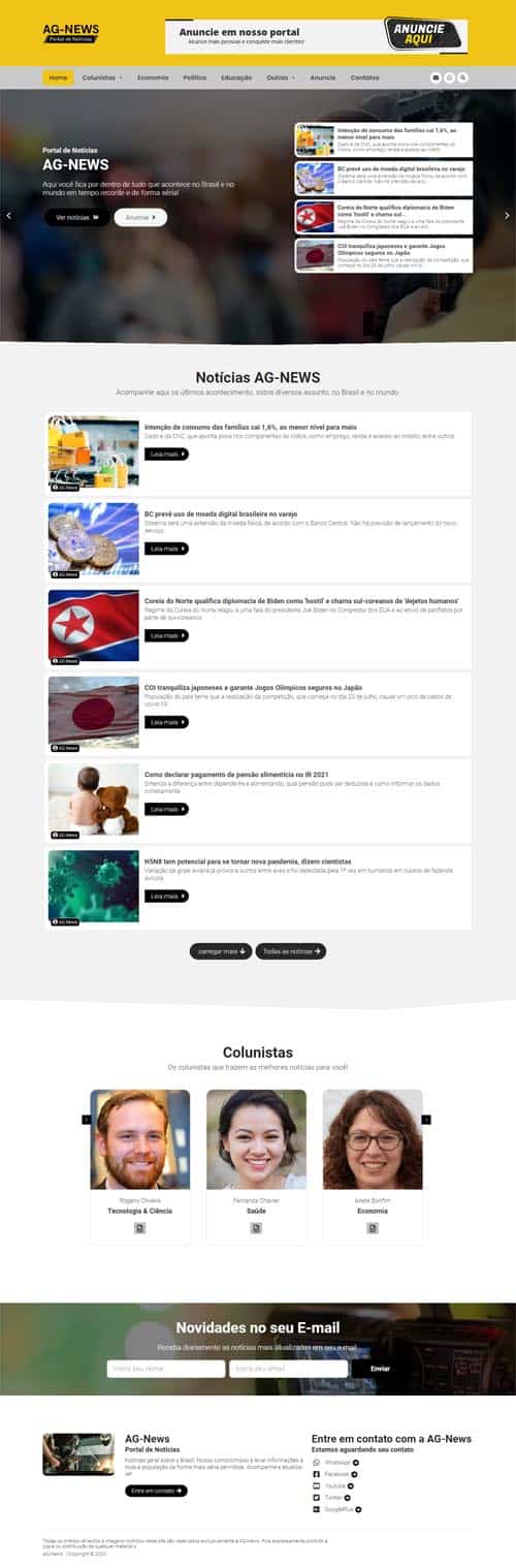 Modelo de site com blog de notícias Modelo de site com blog de notícias
