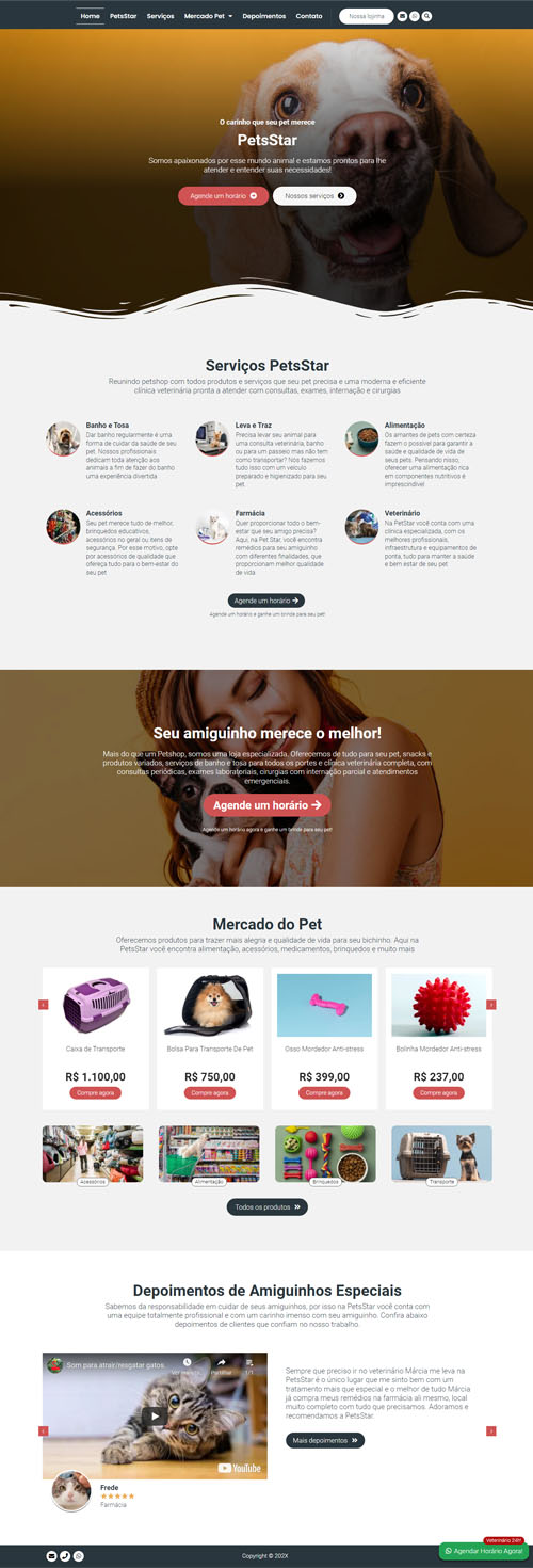Modelo de Site para PetShop ou Veterinário Modelo de Site para PetShop ou Veterinário