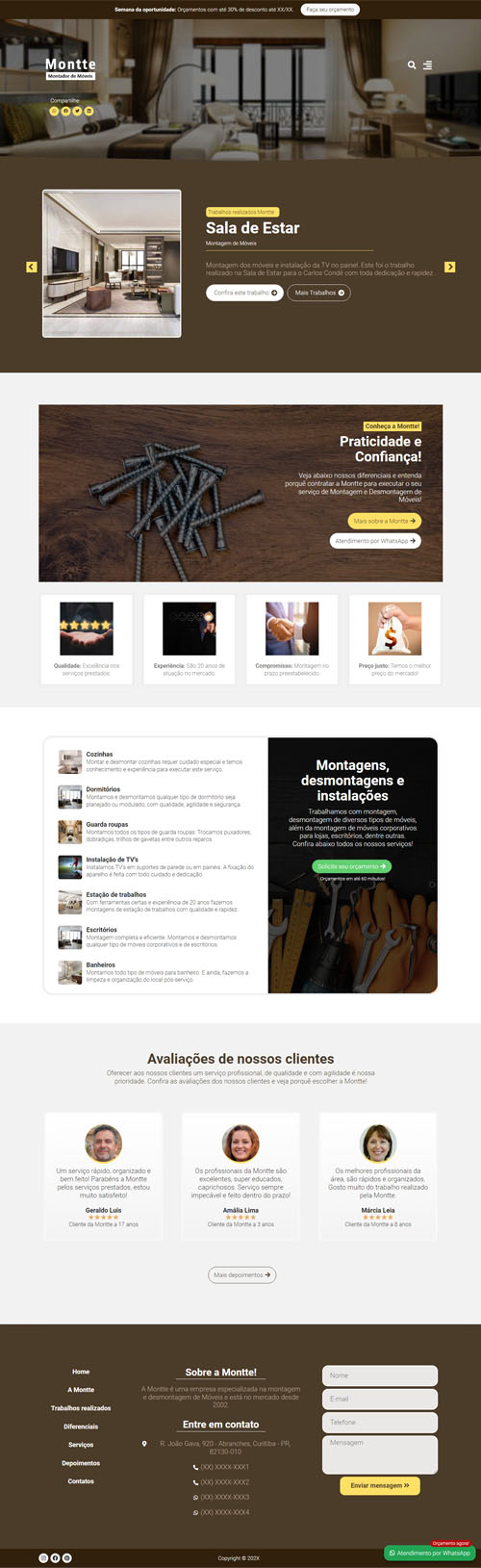 Modelo de Site para montador de móveis, marcenarias, empresas de móveis planejados e marceneiro autônomo Modelo de Site para montador de móveis, marcenarias, empresas de móveis planejados e marceneiro autônomo