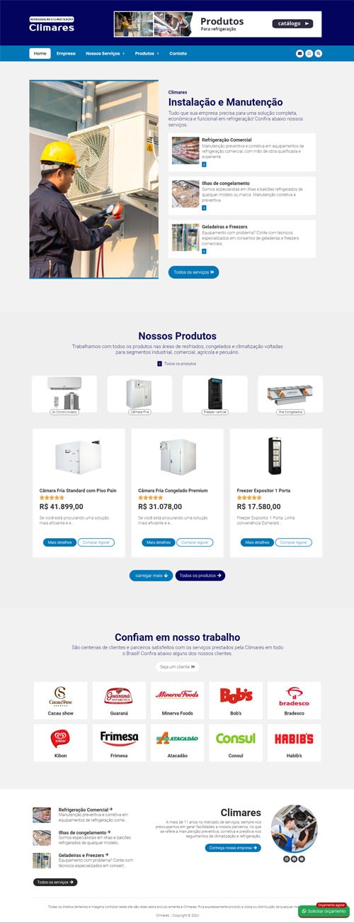 Modelo de Site para empresa de refrigeração e climatização Modelo de Site para empresa de refrigeração e climatização