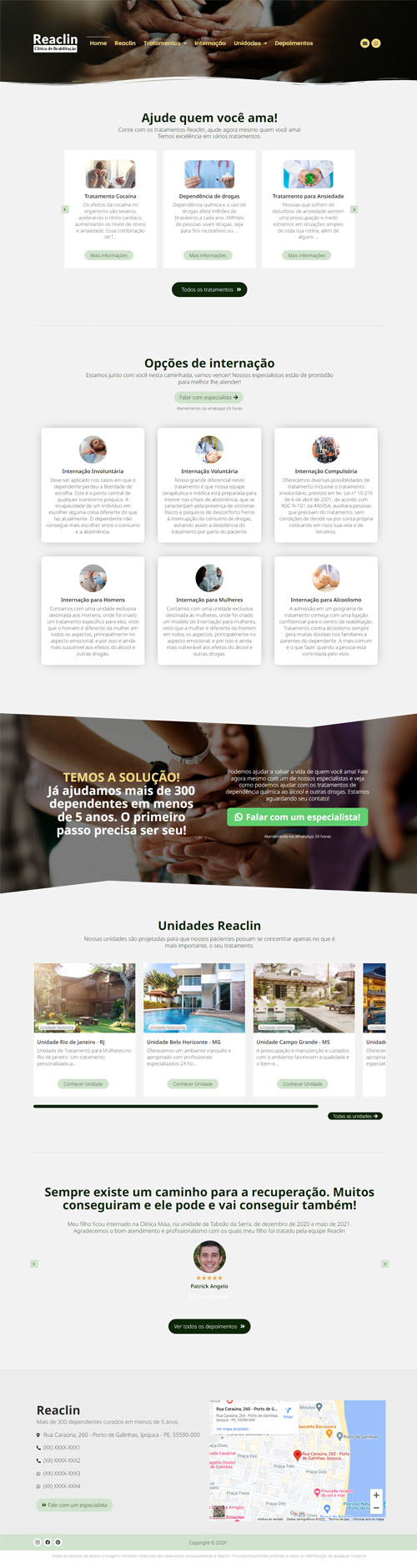 Modelo de Site para clínicas de reabilitação em dependências química ou alcoólica Modelo de Site para clínicas de reabilitação em dependências química ou alcoólica