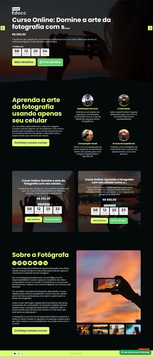 Projeto de site criado para vendas de curso online Projeto de site criado para vendas de curso online