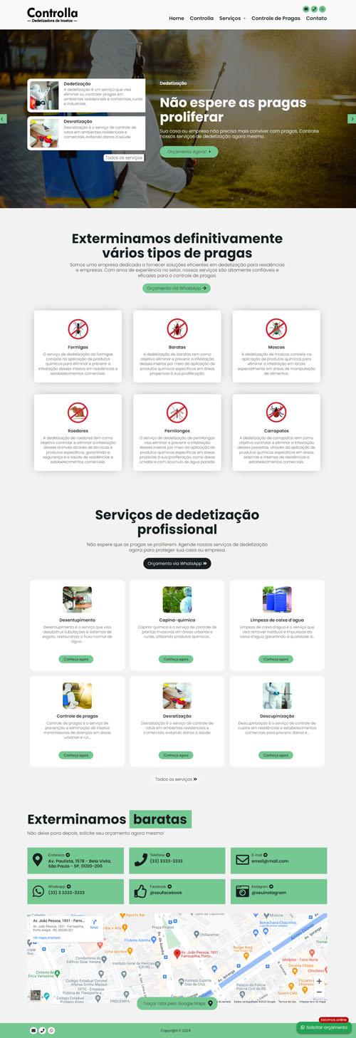 Projeto de site criado para empresas de detetização Projeto de site criado para empresas de detetização