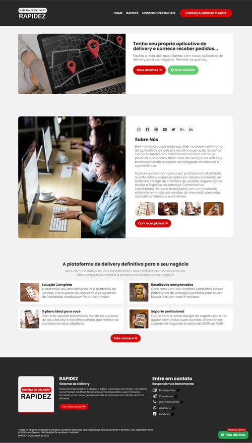 Landing page criada para empresas de delivery Landing page criada para empresas de delivery