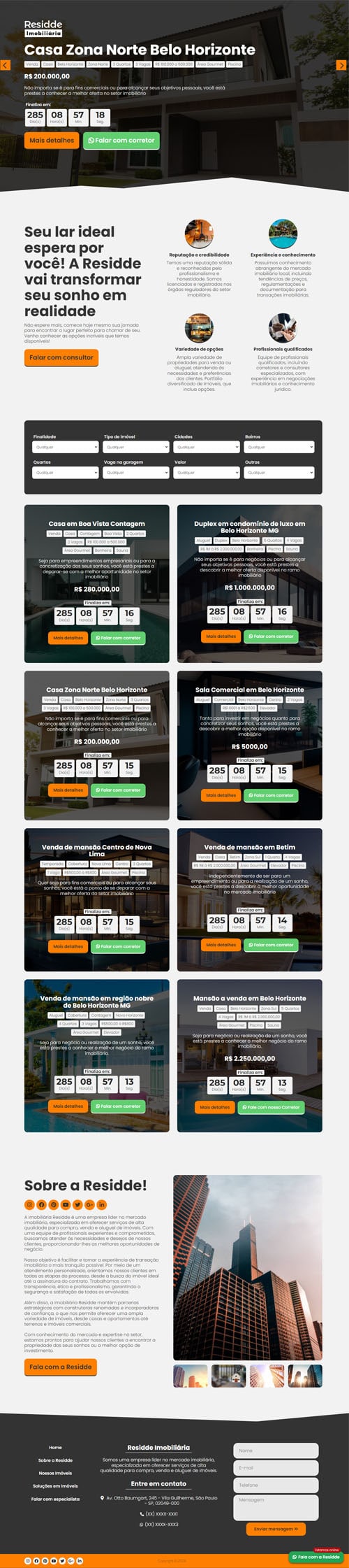 Landing page criada para imobiliária Landing page criada para imobiliária