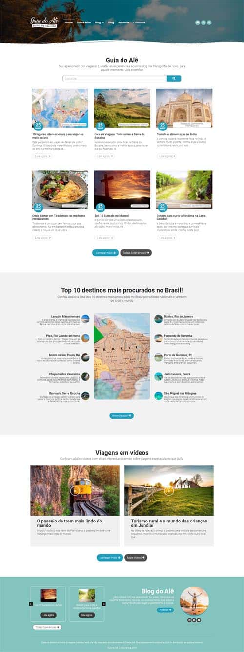 Modelo de site com blog de viagens Modelo de site com blog de viagens