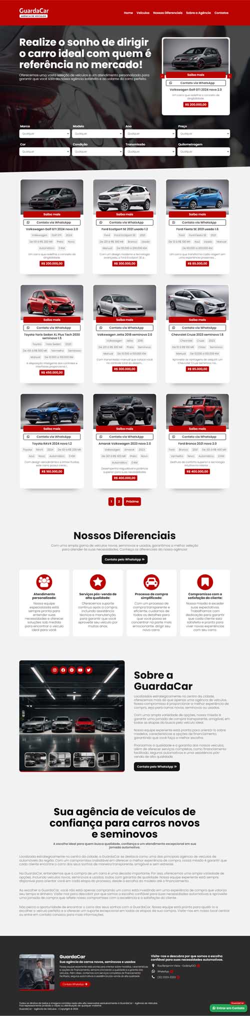 Landing page para agência de veículos Landing page para agência de veículos