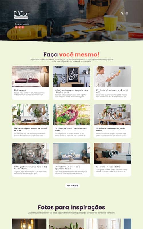 Modelo de site com Blog e Vlog para dicas de “faça você mesmo” Modelo de site com Blog e Vlog para dicas de “faça você mesmo”