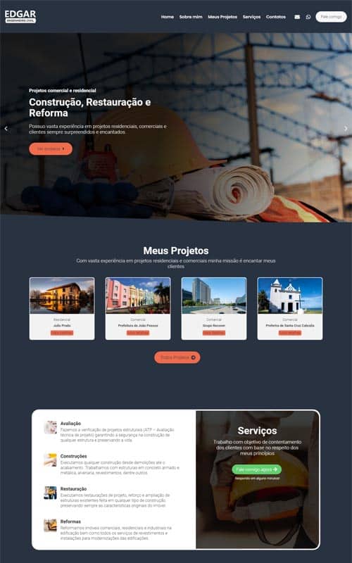 Modelo de site para engenheiro civil, escritórios e empresas de engenharia civil Modelo de site para engenheiro civil, escritórios e empresas de engenharia civil