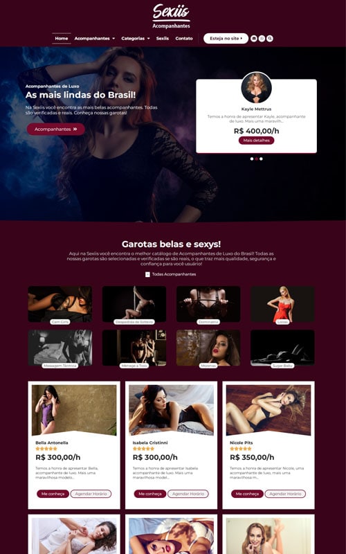 Modelo de Site para acompanhantes de luxo e garotas de programas Modelo de Site para acompanhantes de luxo e garotas de programas