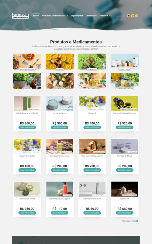 Modelo de Site com Catálogo para farmácias de manipulação e drogarias Modelo de Site com Catálogo para farmácias de manipulação e drogarias