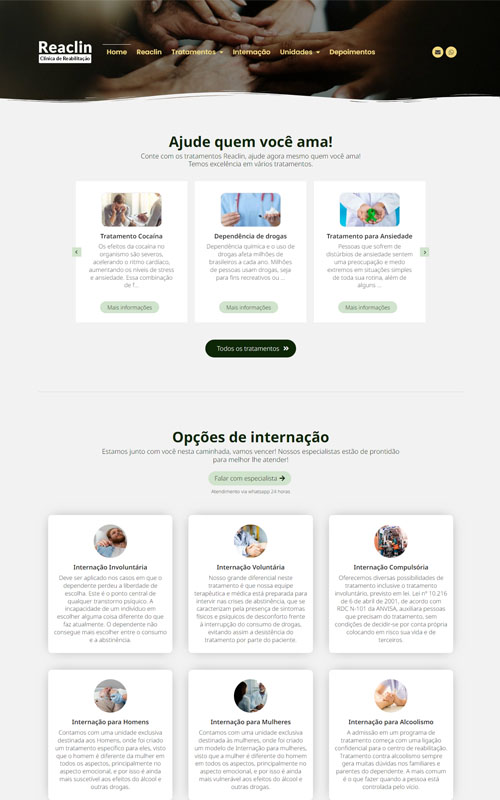Modelo de Site para clínicas de reabilitação em dependências química ou alcoólica Modelo de Site para clínicas de reabilitação em dependências química ou alcoólica