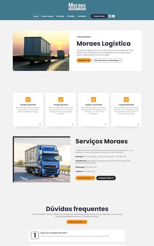 Modelo de site para empresas de logística, entregas e transportes de cargas Modelo de site para empresas de logística, entregas e transportes de cargas