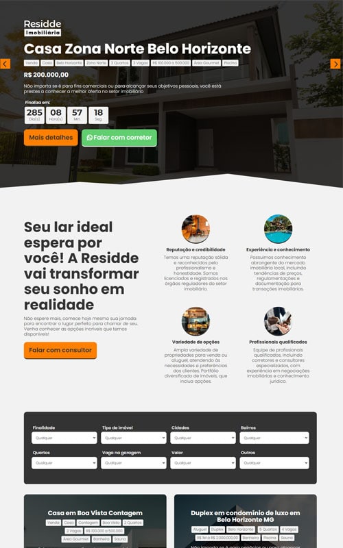 Landing page criada para imobiliária Landing page criada para imobiliária