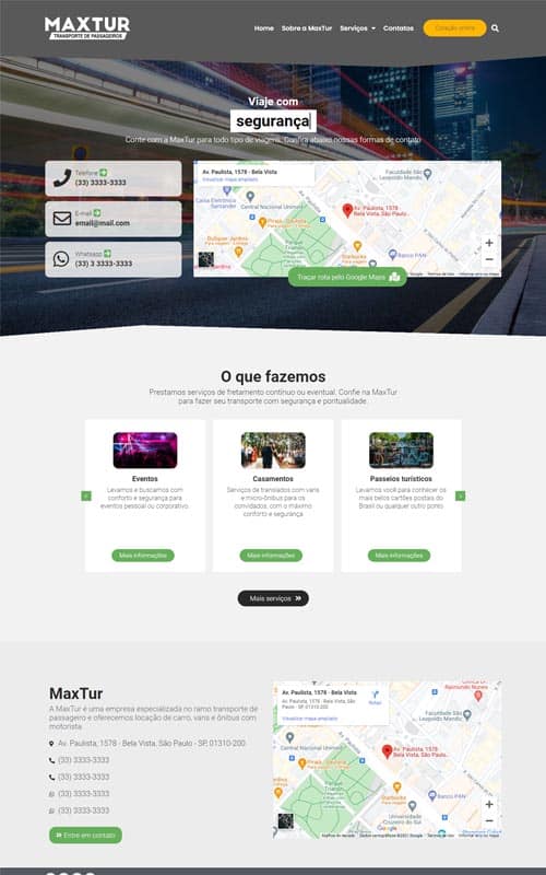 Modelo de site para empresas de viagens, transporte de pessoas, vans, escolares Modelo de site para empresas de viagens, transporte de pessoas, vans, escolares