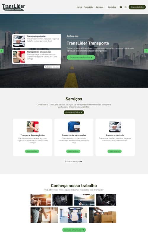 Modelo de site para profissional do transporte particular, transfers, translado e de encomendas Modelo de site para profissional do transporte particular, transfers, translado e de encomendas