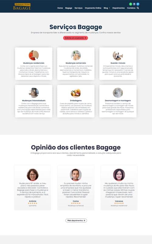 Modelo de site para empresas de mudanças residenciais ou comerciais e transportes Modelo de site para empresas de mudanças residenciais ou comerciais e transportes