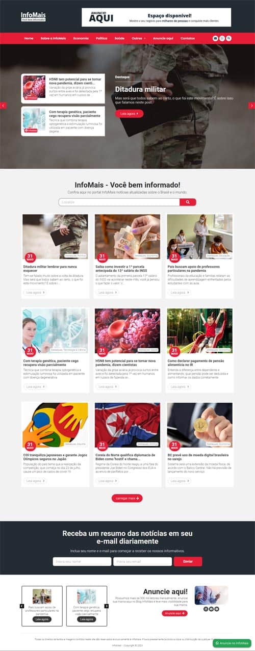 Modelo de site com Portal de notícias Modelo de site com Portal de notícias