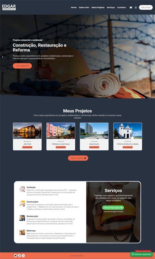 Modelo de site para engenheiro civil, escritórios e empresas de engenharia civil Modelo de site para engenheiro civil, escritórios e empresas de engenharia civil