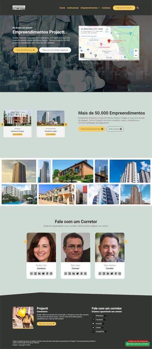Página inicial do site completa Modelo de site para Construtoras e Incorporadoras