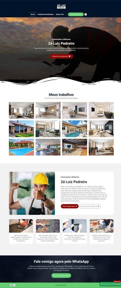 Modelo de site para pedreiros autônomos Modelo de site para pedreiros autônomos