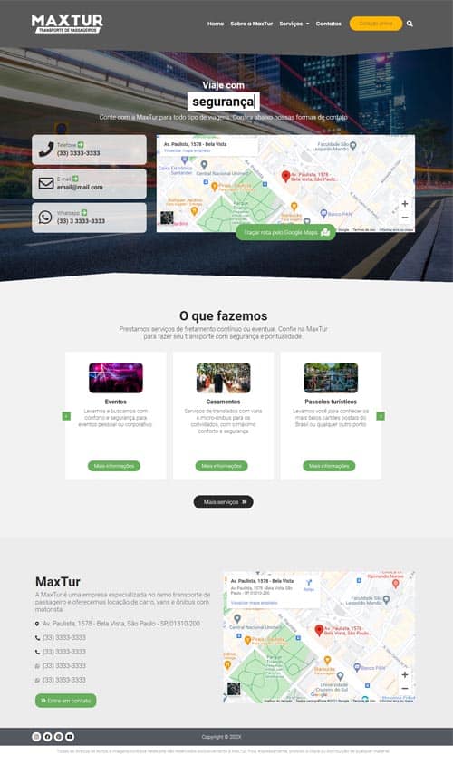 Modelo de site para empresas de viagens, transporte de pessoas, vans, escolares Modelo de site para empresas de viagens, transporte de pessoas, vans, escolares