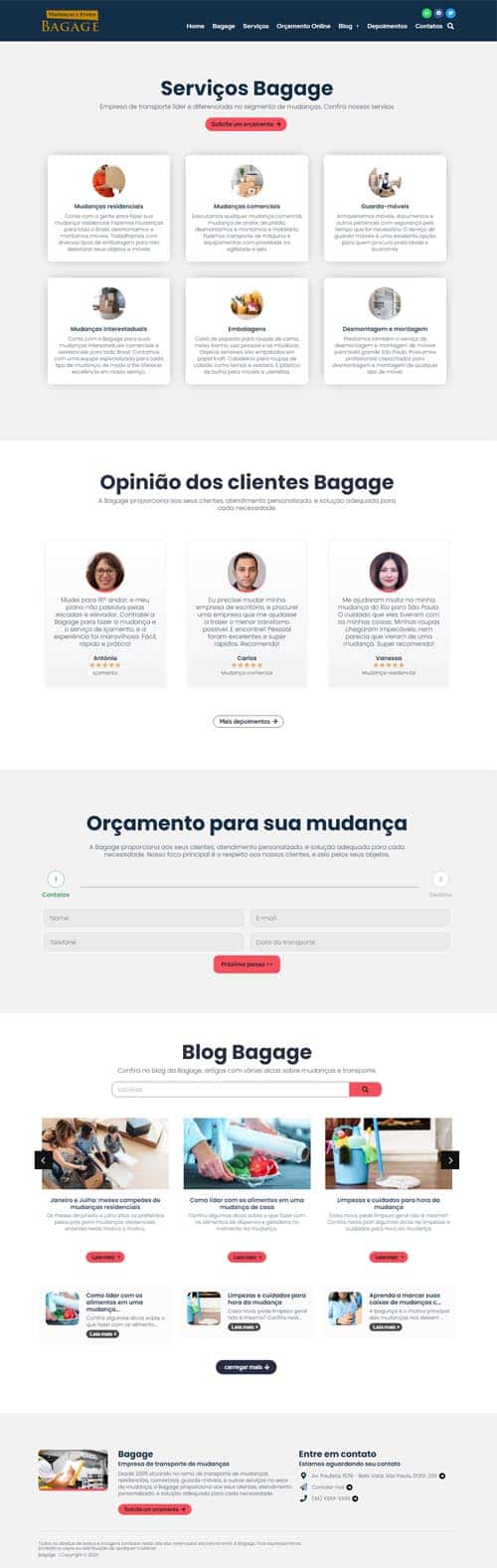 Modelo de site para empresas de mudanças residenciais ou comerciais e transportes Modelo de site para empresas de mudanças residenciais ou comerciais e transportes