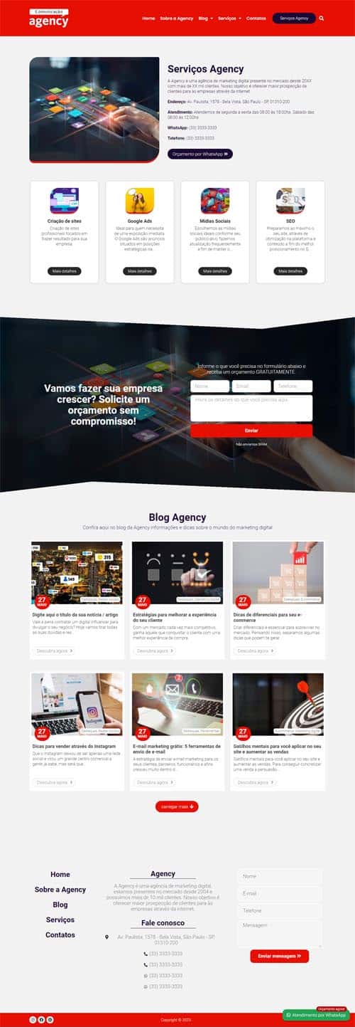 Modelo de site com Blog para agências de marketing digital e de publicidade Modelo de site com Blog para agências de marketing digital e de publicidade