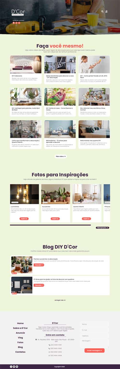 Modelo de site com Blog e Vlog para dicas de “faça você mesmo” Modelo de site com Blog e Vlog para dicas de “faça você mesmo”